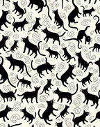Whimsical Black Cats and Swirls Pattern Rug