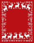 White Deer Snowflakes Festive Border Rug