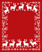 White Deer Snowflakes Festive Border Rug