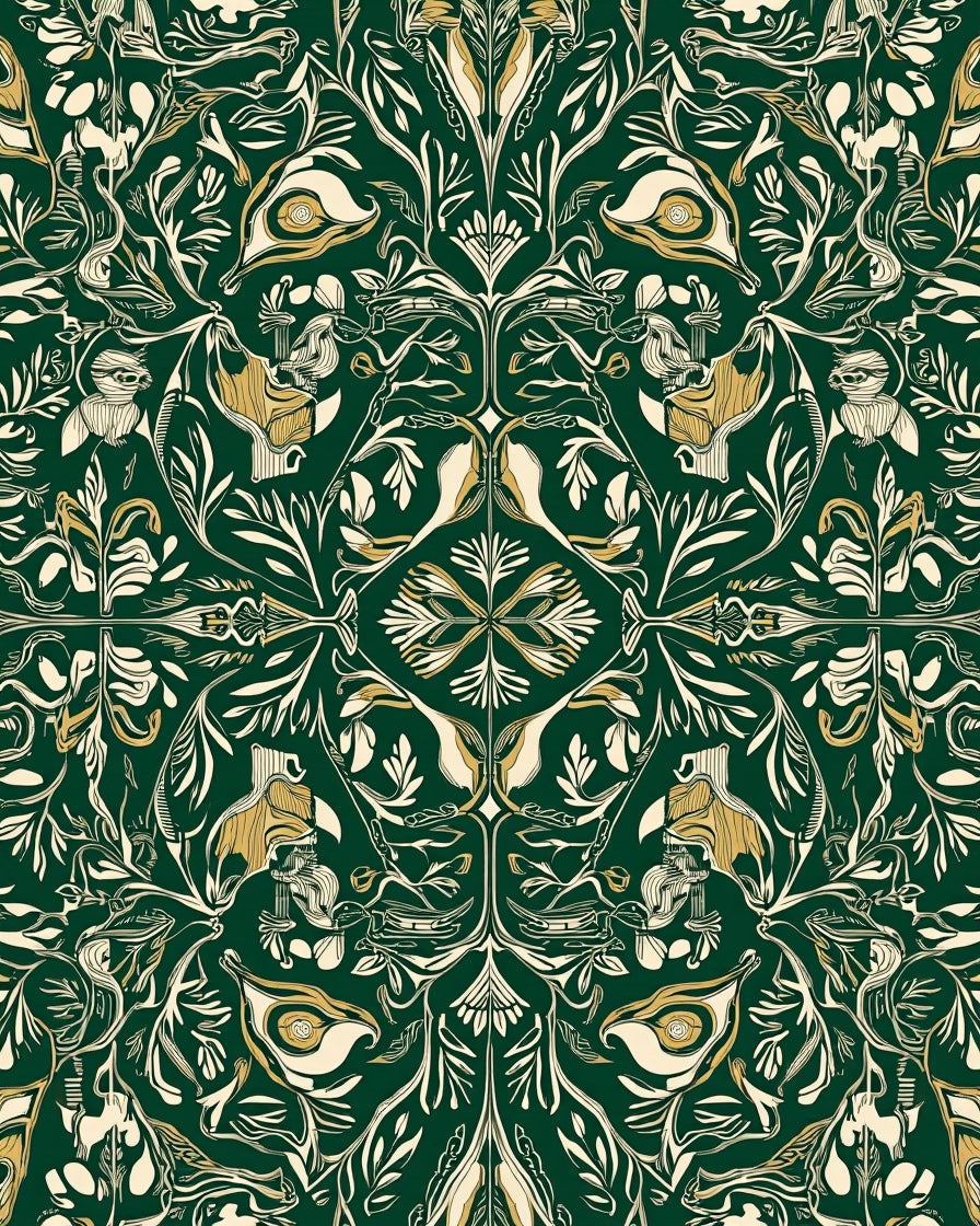Art Nouveau Floral And Leaf Pattern Rug