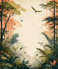 Jungle Scene With Flights Of Birds Rug