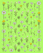 Whimsical Daisy Yellow Flower Pattern Rug