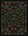 Black Berry Stem Botanical Garland Rug
