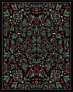 Black Berry Stem Botanical Garland Rug