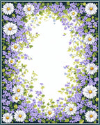 Whimsical Daisy And Forget-Me-Not Floral Pattern Rug