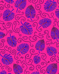 Vibrant Pink Blue Leaf Swirl Design Rug