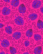Vibrant Pink Blue Leaf Swirl Design Rug