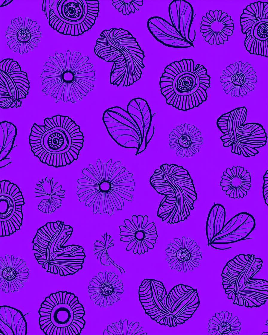 Purple Floral Heart Abstract Pattern Rug