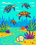 Colorful Sea Turtle Aquatic Pattern Rug
