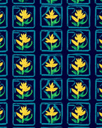Yellow Floral Tile Pattern Rug