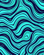 Aqua Navy Swirling Lines Rug