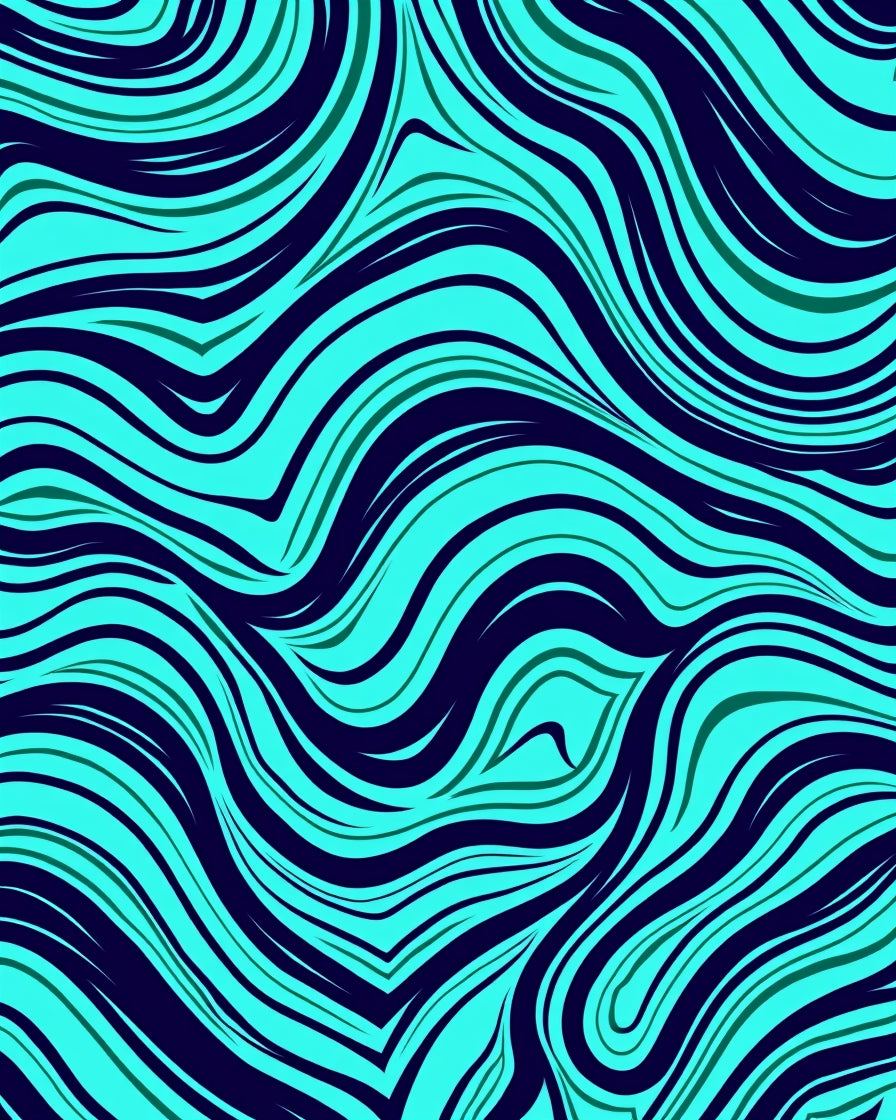 Aqua Navy Swirling Lines Rug