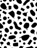 Black White Organic Shapes Rug