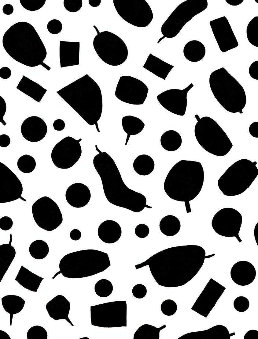 Black White Organic Shapes Rug