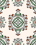 Ornate Green Brown Floral Medallion Rug