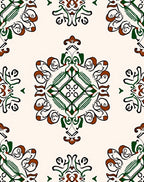 Ornate Green Brown Floral Medallion Rug