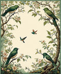 Vintage Birds Blooming Branches Design Rug