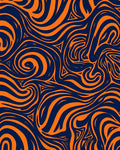 Dynamic Swirls Orange and Navy Pattern Rug