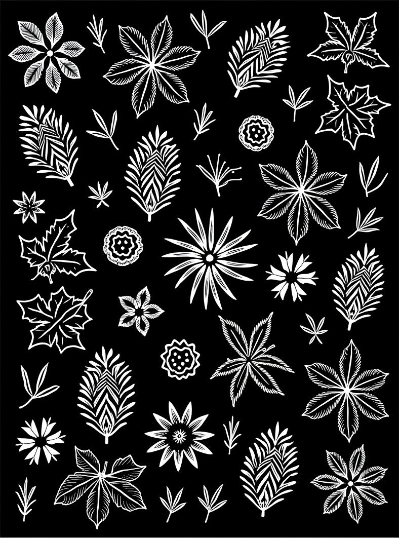 White Botanical Medley Scatter Arrangement Rug