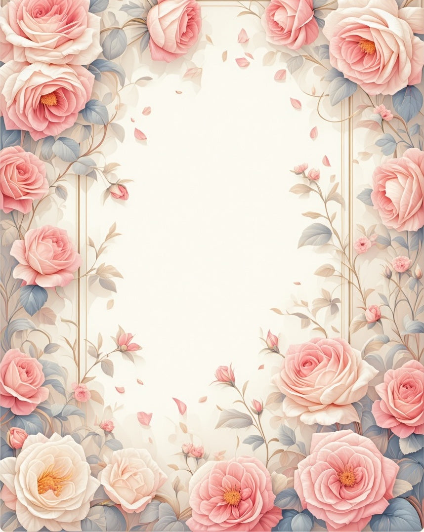 Soft Pink Rose Garden Floral Rug