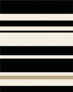 Bold Black White Stripe Design Rug