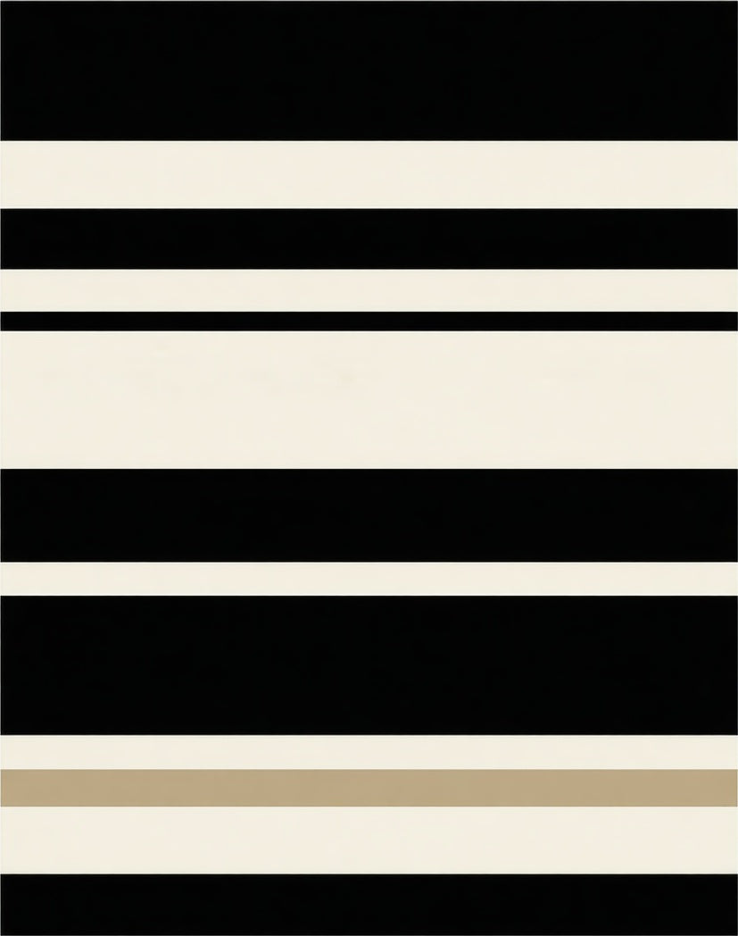 Bold Black White Stripe Design Rug