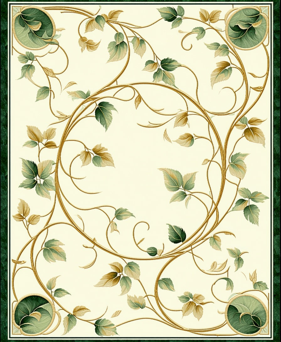 Elegant Vine Leaf Artwork Design Rug