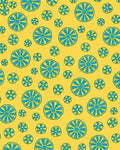 Fun Yellow Blue Round Pattern Rug