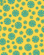 Fun Yellow Blue Round Pattern Rug