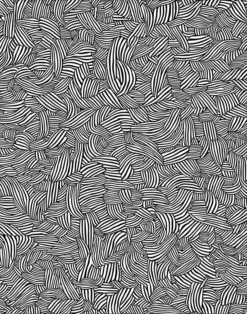 Abstract Organic Black White Lines Rug