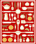 Whimsical Kitchen Utensil Citrus Pattern Rug