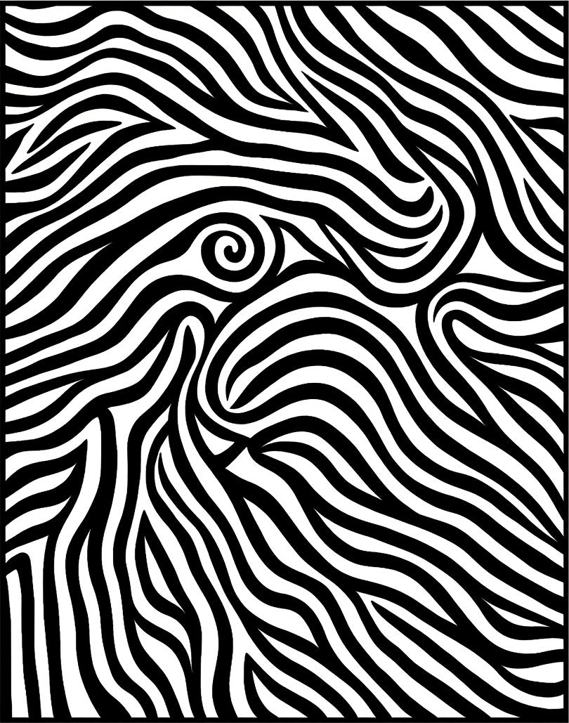 Abstract Black and White Zebra Swirl Rug