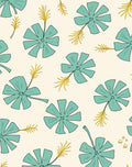 Teal Petal And Fern Pattern Rug