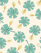 Teal Petal And Fern Pattern Rug