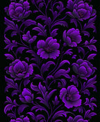 Royal Purple Floral Vine Pattern Rug