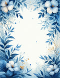 Elegant Blue Floral Watercolor Art Rug