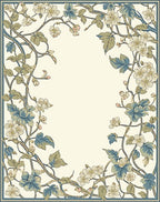 Vine And Floral Border Design Rug