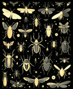 Golden Insect Illustration Collection Rug