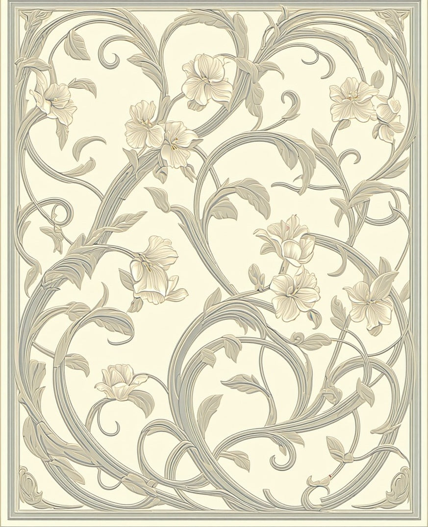 Art Nouveau Floral Scrollwork Design Rug