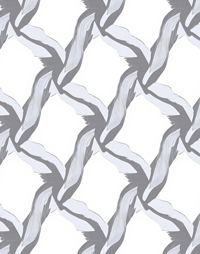 Gray Interlocking Feather Form Rug