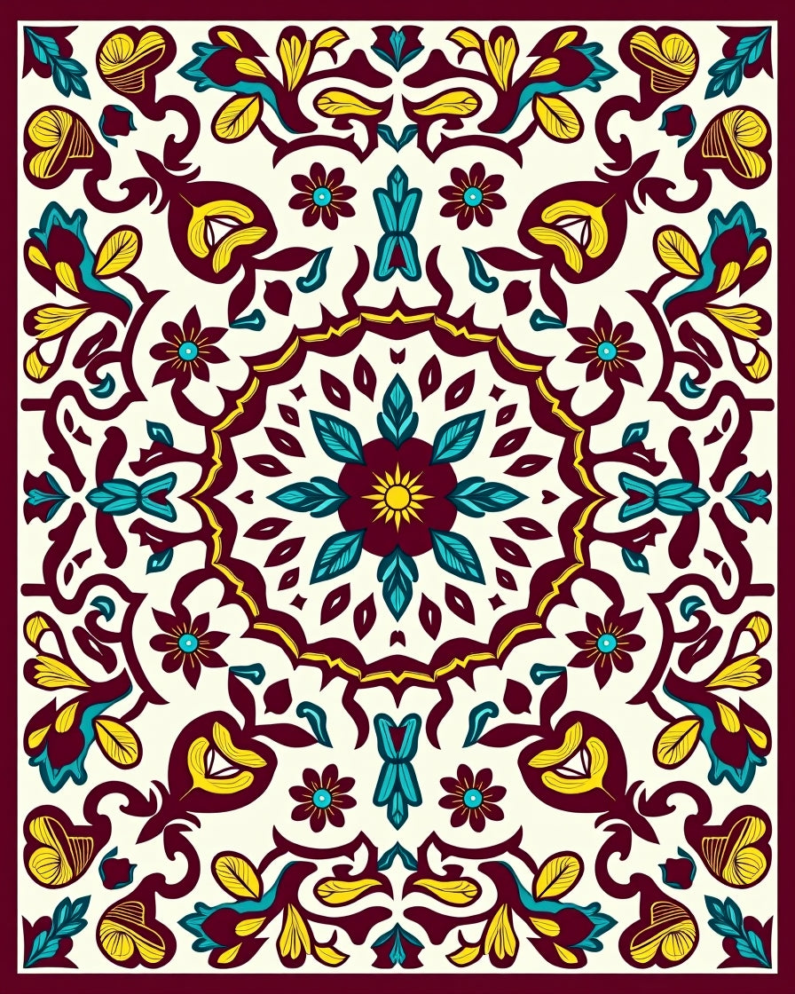 Ornate Floral Medallion Garden Design Rug
