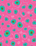 Pink Teal Flower Doodle Design Rug