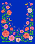 Floral Butterflies And Dragonflies Design Rug