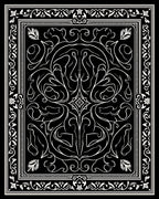Elegant Black White Floral Scroll Design Rug