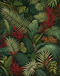 Lush Deep Jungle Leaf Pattern Rug