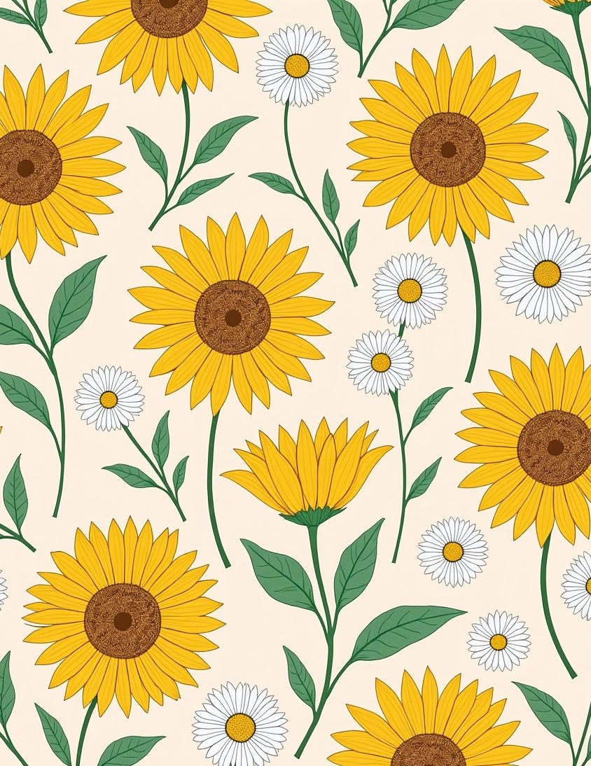 Yellow Sunflower Daisy Botanical Pattern Rug