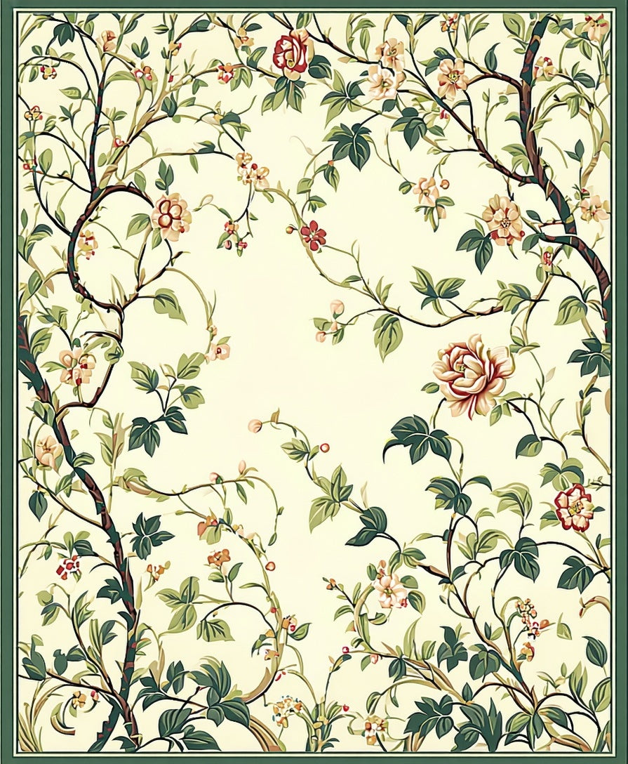 Vineyard Floral Garden Botanical Pattern Rug
