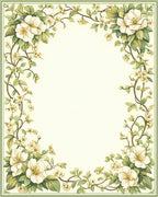 White Blossoms Vine Border Rug