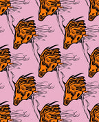 Bold Orange Tiger Stripe Horse Design Rug