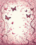 Pink Butterflies Floral Vines Rug